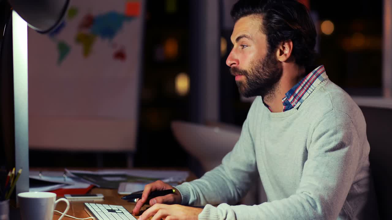 Graphic designer using graphics tablet