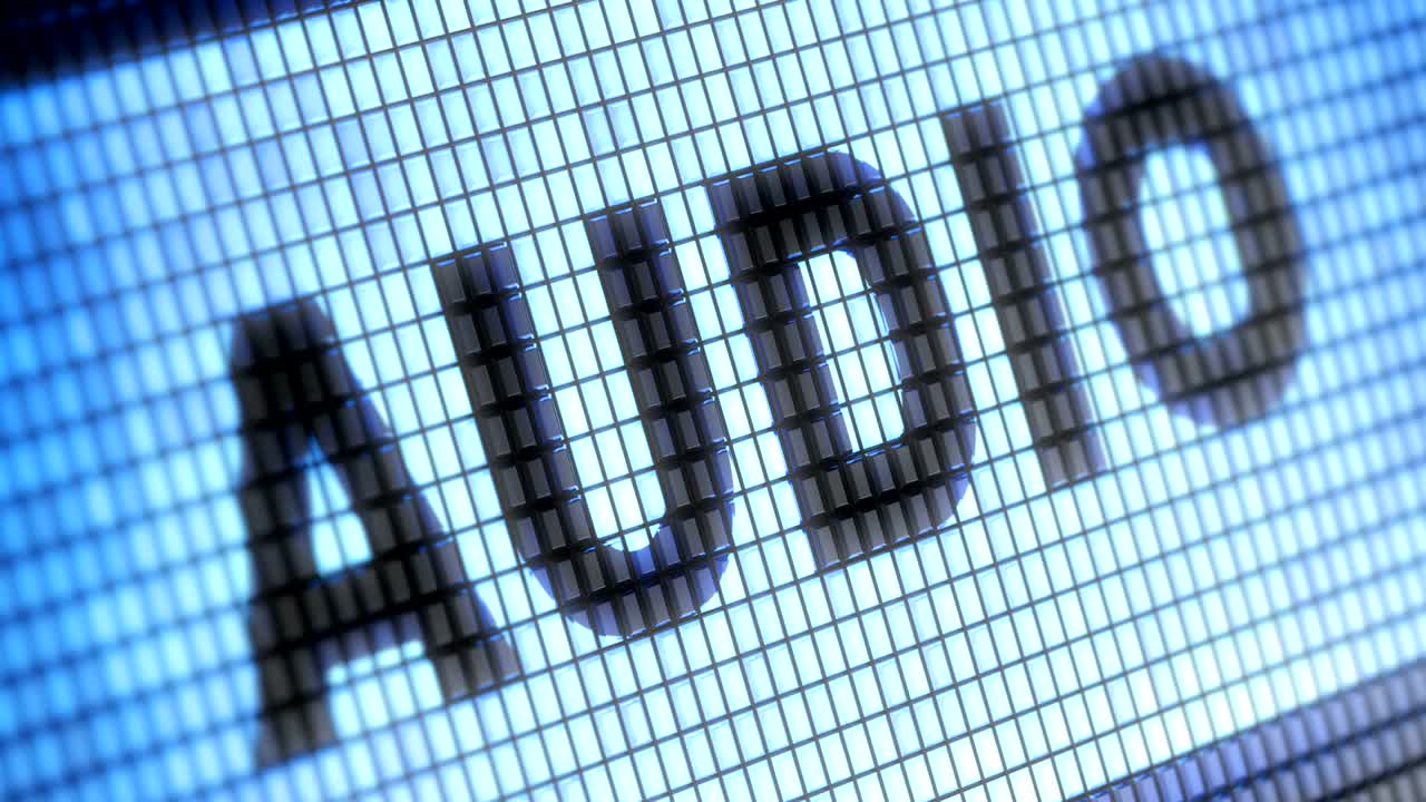 "Audio" on the Screen. 4K Resolution. Looping.