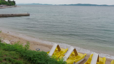 aquapark with boats at kolovare beach in zadar