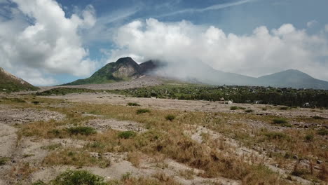 aerial of abandoned city in plymouth montserrat