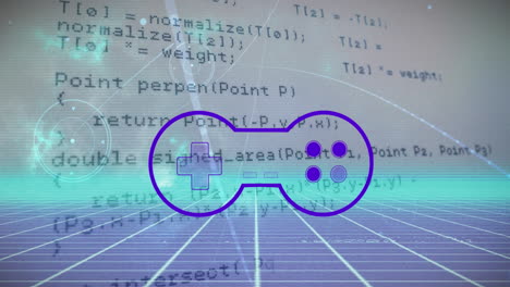 animación del gamepad sobre el procesamiento de datos en fondo oscuro