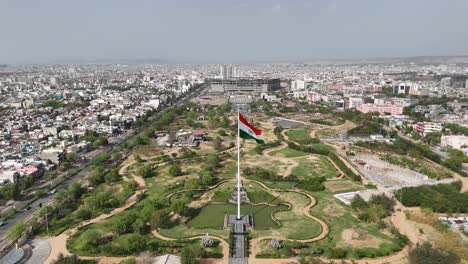 indian flag, modern campuses and office parks nestled inside jaipur’s core city