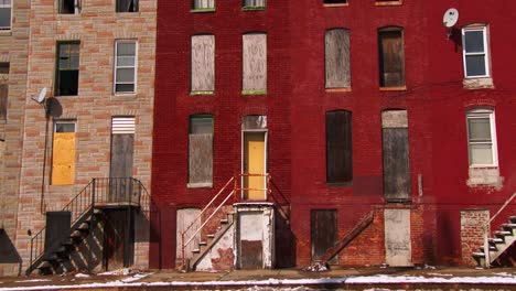 abandoned buildings in a north baltimore slum