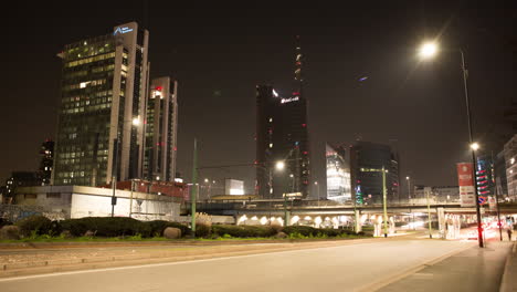 city center in timelapse with traffics trails