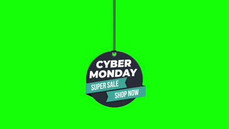 Cyber-Monday-Sale-badge-hanging-with-rope.-paper-tag-label-with-Alpha-Channel-transparent-background.