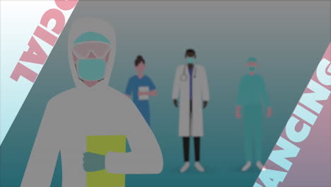 social distancing text against healthcare workers icon