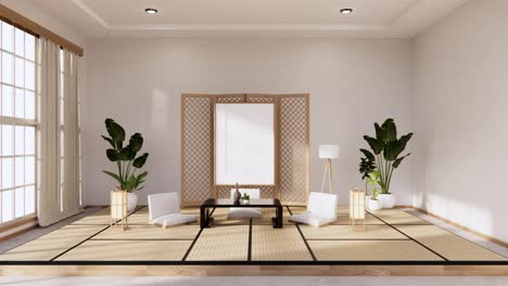 room japanese - zen style,minimal designs. 3d rendering