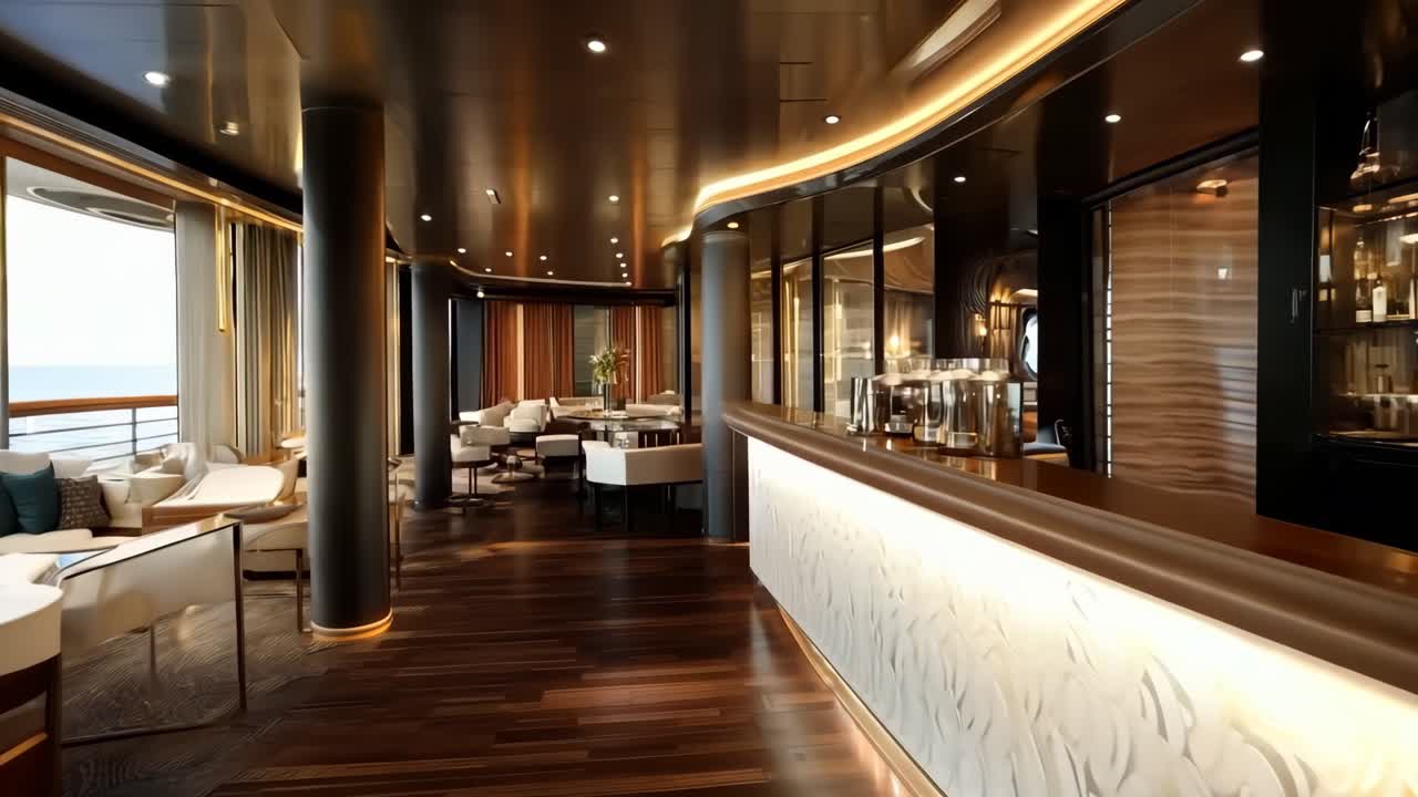 창문이 많은 큰 방에 있는 긴 바