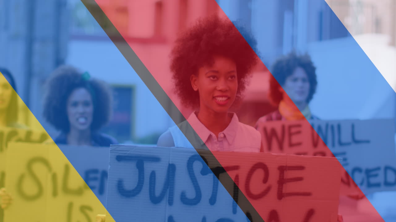 다양한 시위자 들 위 에 우크라이나 와 러시아 의  ⁇ 발 의 애니메이션