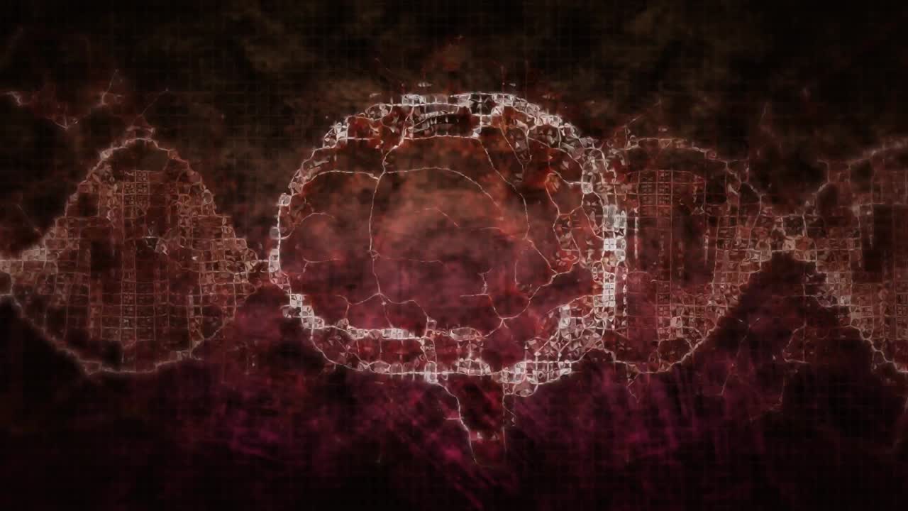 검은 바탕에 디지털 뇌와 dna 줄무의 애니메이션