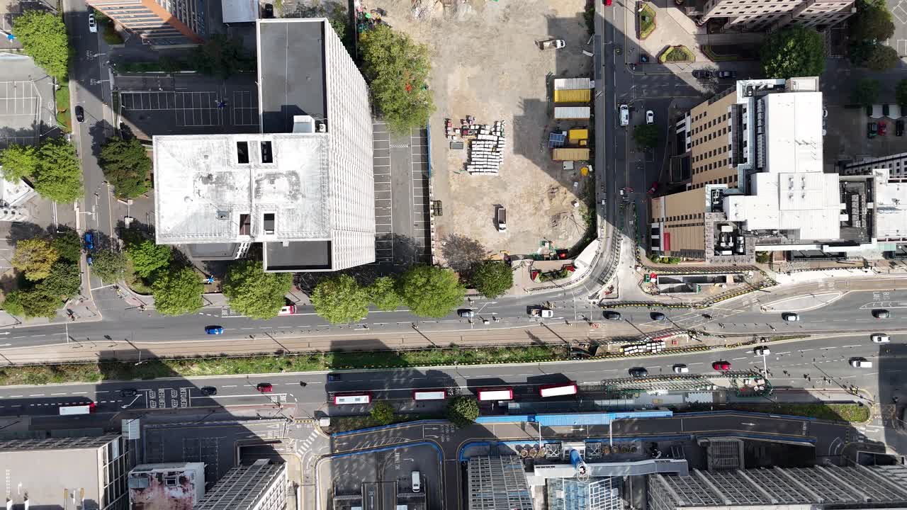 Top down drone,aerial Croydon town centre south London UK drone,aerial traffic