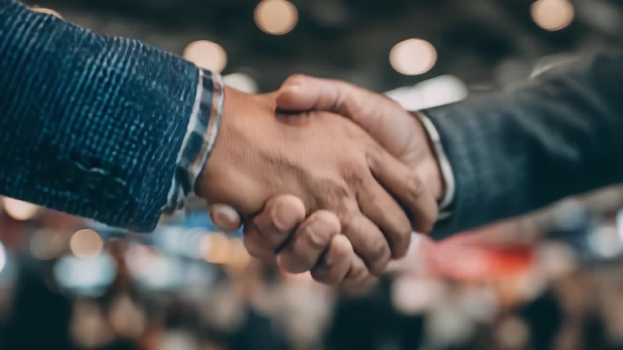 A Warm and Professional Handshake Signifying Partnership and Collaboration Between Two Individuals in a Business Environment of a Dynamic Marketplace