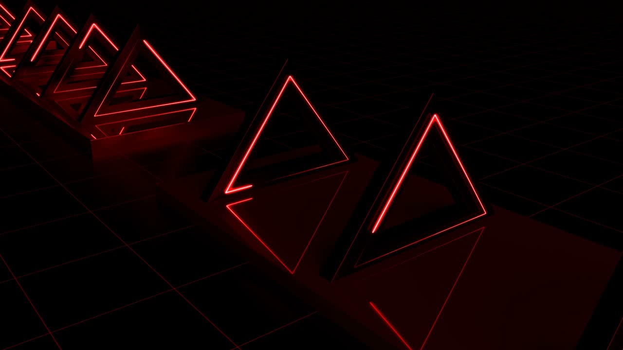 animación en 3d en bucle triángulo concepto de arte rojo sin fin