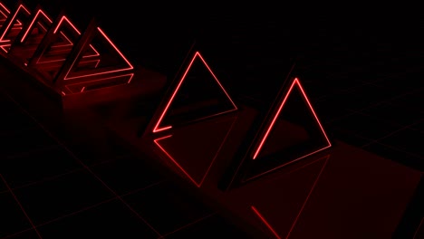 animación en 3d en bucle triángulo concepto de arte rojo sin fin