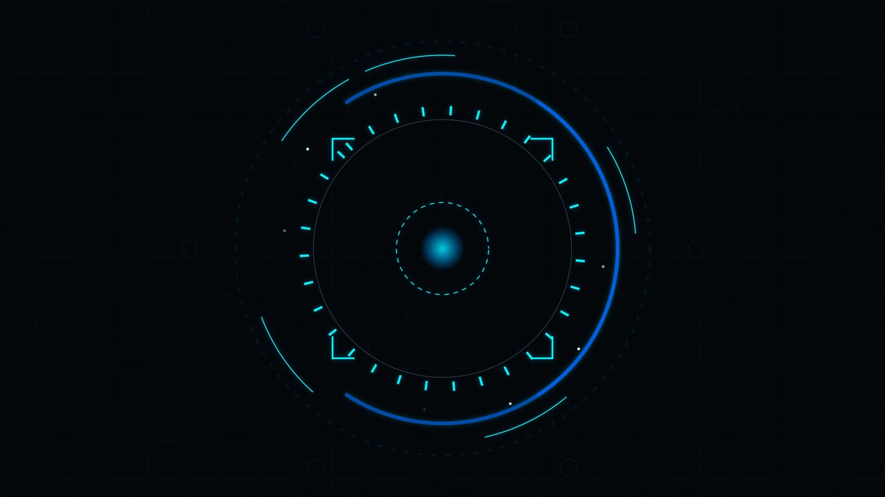 Futuristic Digital HUD Interface with Rotating Circular Elements