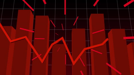 animación de estadísticas rojas con rayos rojos pulsando sobre el fondo de la cuadrícula