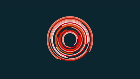 dynamic circular pattern of red and orange lines in motion