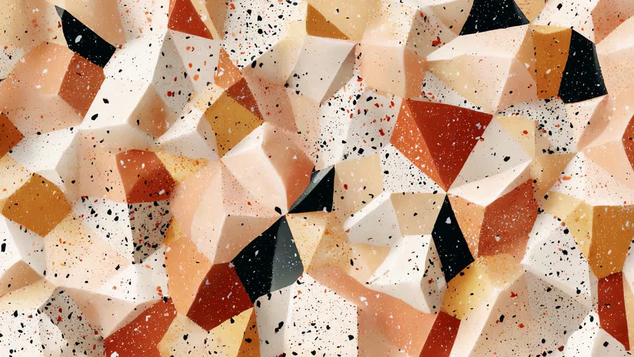 Abstract Geometric Patterns of Multi-Colored Faceted Shapes in Earthy Tones, Showcasing a Dynamic Play of Light and Shadow, Creating a Textured, Artistic Surface