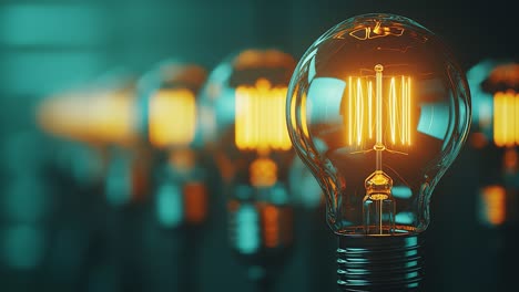 light bulb filament glowing and turning on with blurred background