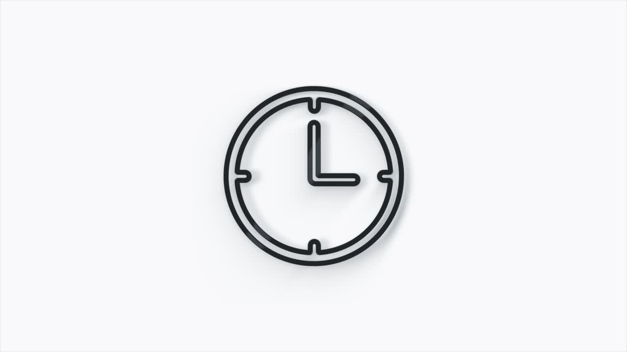Icona 3D orologio isolata su sfondo bianco. Simbolo del tempo. 4K