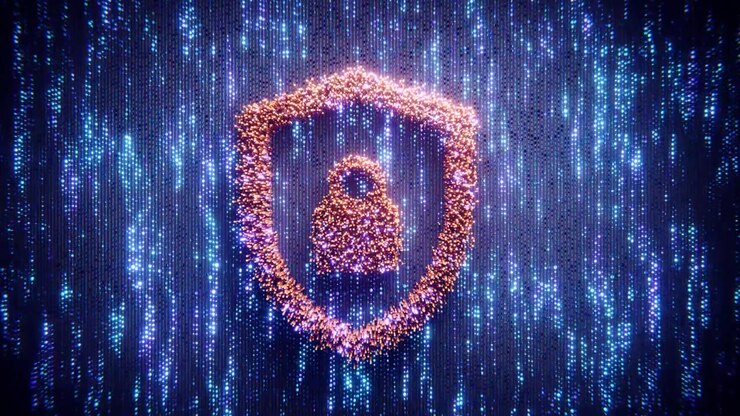 Digital Shield and Padlock Symbol Representing Cybersecurity