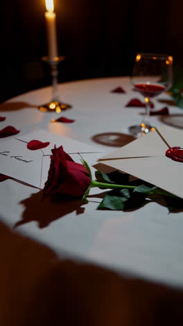 romantic dinner with a love letter