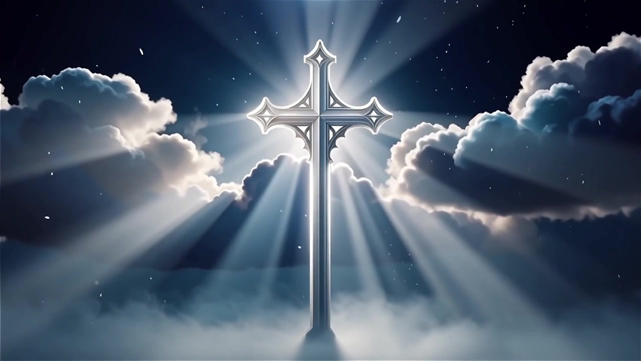 Christian Cross Heavenly Light Worship Background
