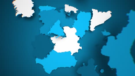 motion graphics animated map of spain forming - blue