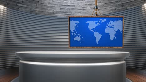 3d virtual tv studio news , tv on wall.3d virtual news studio background loop