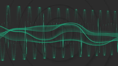 ondas sonoras verdes y barras de frecuencia animación en fondo negro