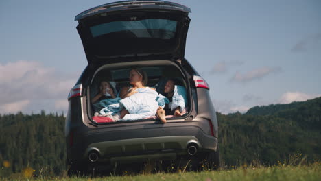 family vacation in the car trunk