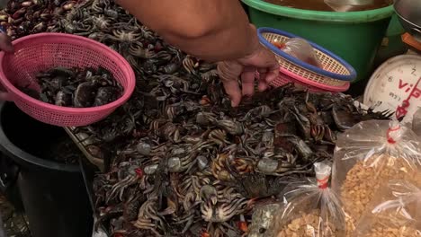 fresh crabs on sale at a street market