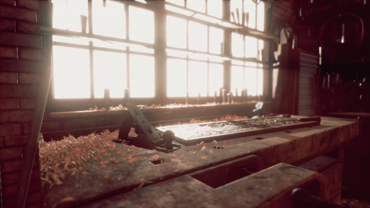 interior del antiguo taller de carpintería estilizado de época