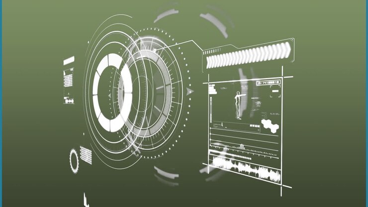 Animation of data processing on green background