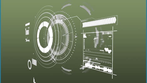 animación del procesamiento de datos sobre un fondo verde