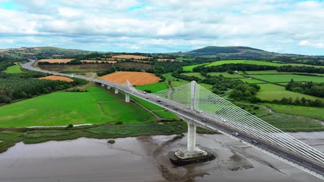 drone Ireland aerial Rose Fitzgerald Kennedy Bridge over the River Barrow linking wexford and Kilkenny in summer