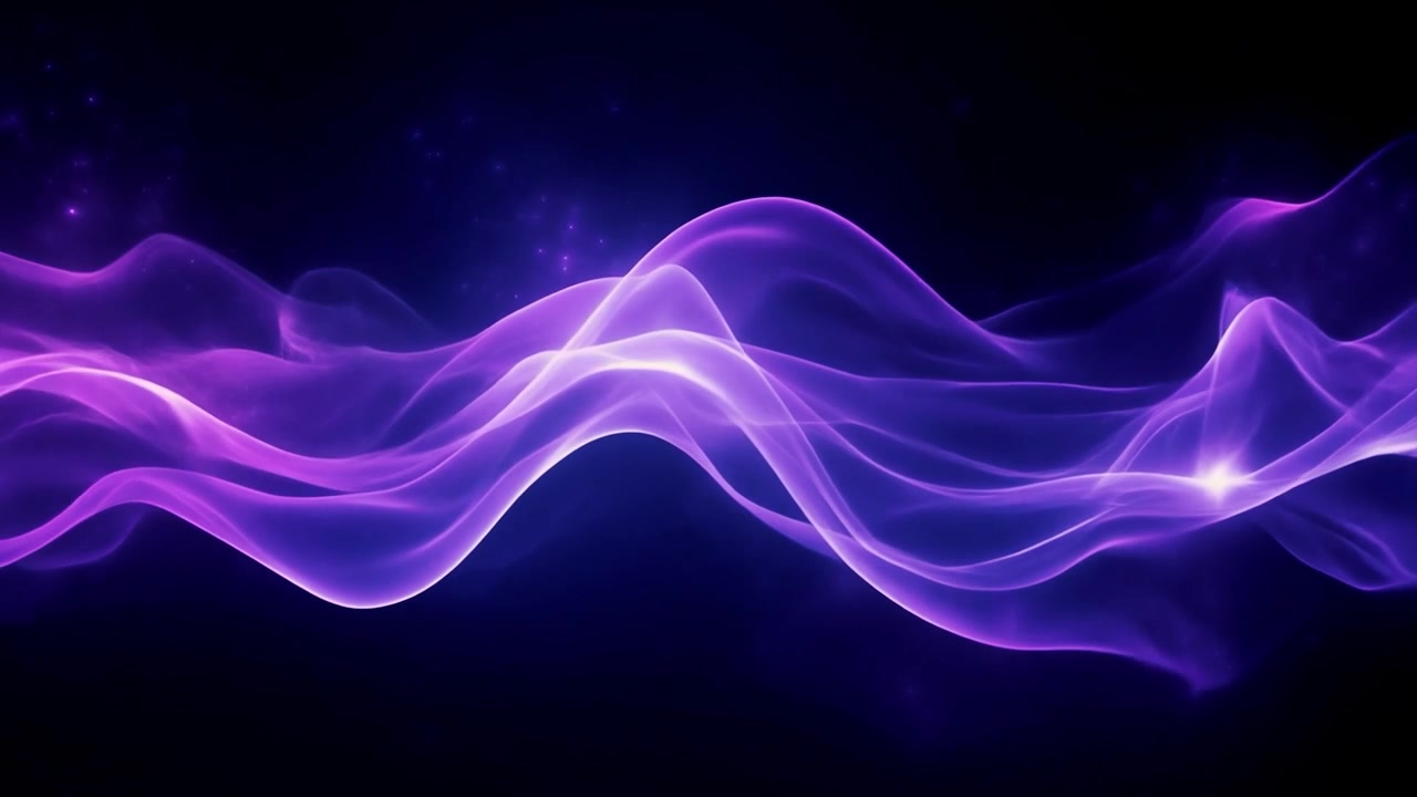 Onda de Energía Púrpura Abstracta Fluyendo sobre Fondo Oscuro