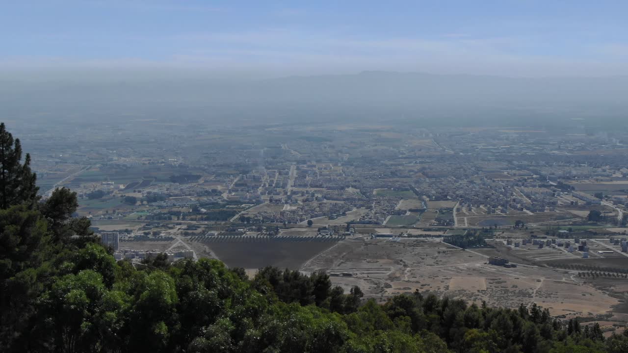 Aerial drone panoramic wide view of Moroccan city Fes or Fez in Morocco