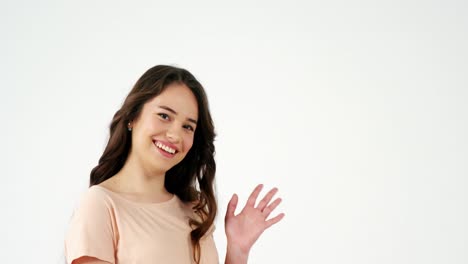 Portrait-of-beautiful-waving-hand