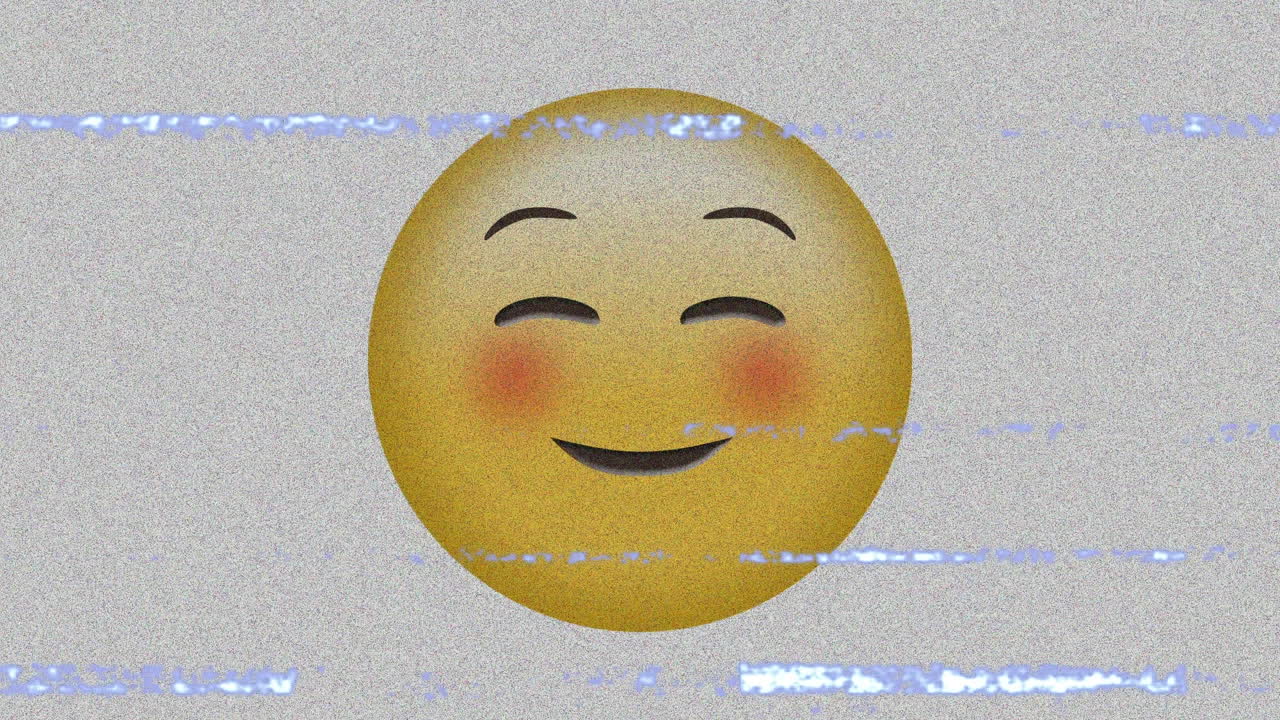 화면의 소음 위에 미소 이모지 아이콘의 애니메이션