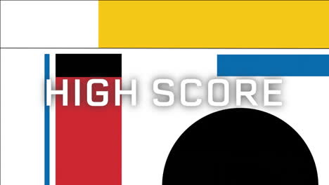 high score text over colorful geometric shapes animation