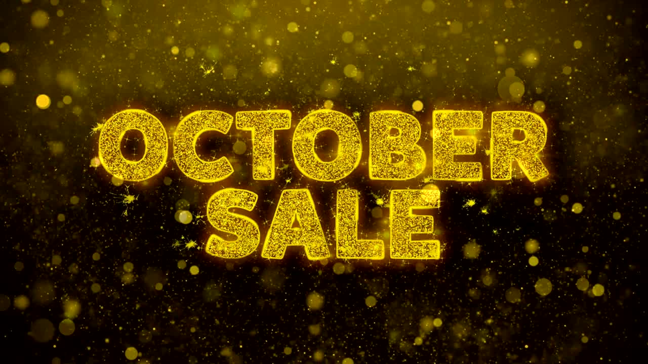 골든 글리터 빛나는 입자 애니메이션에 대한 10 월 판매 텍스트