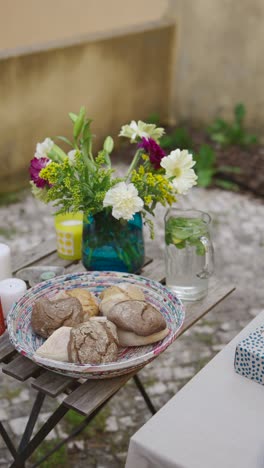 outdoor dining in a garden