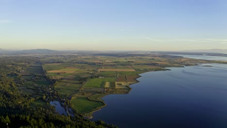 sunset aerial over skagit valley