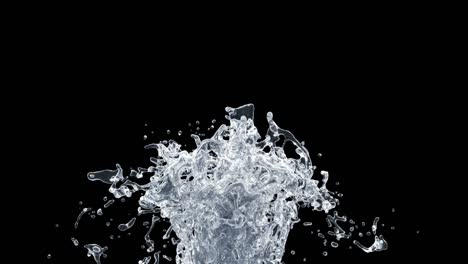 water splash with droplets on black background