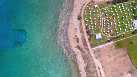 aerial view of protaras beach and hotel on the beach