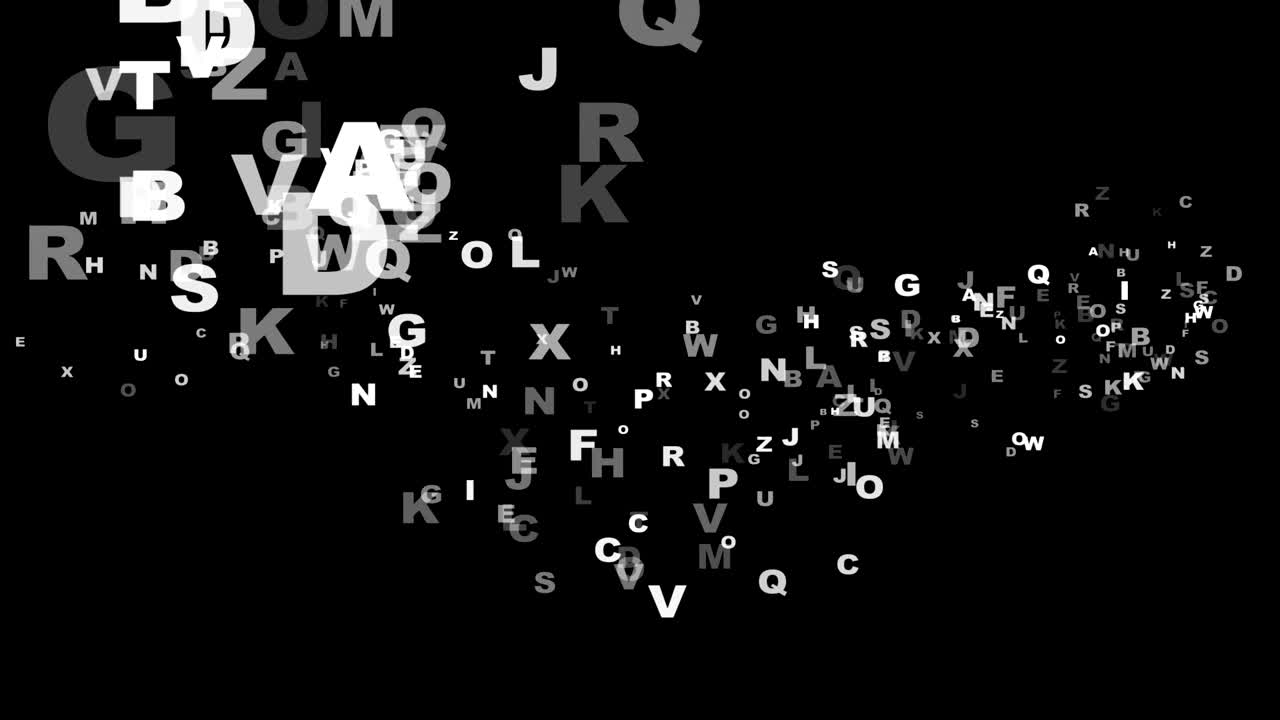 letras aleatorias animación, código de tecnología, fondo, renderización, bucle