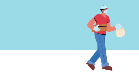 delivery service safe worker walking character