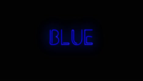 flashing neon blue color sign on black background on and off with flicker