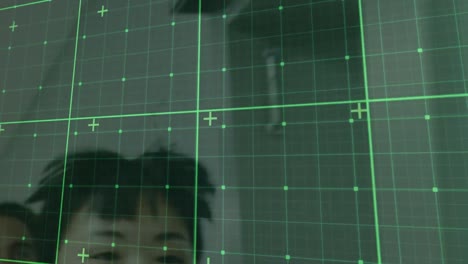 복도에서 달리는 다양한 의사들에 대한 디지털 화면의 애니메이션